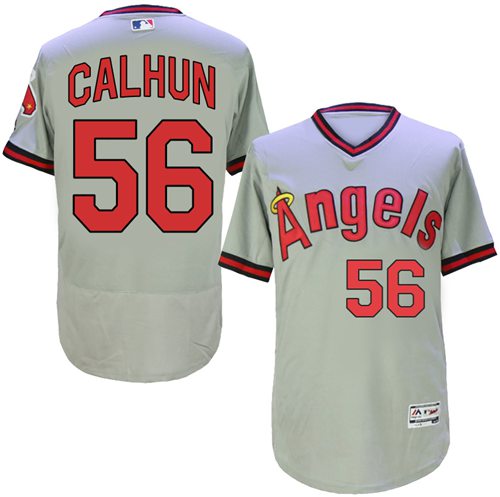 Angels of Anaheim #56 Kole Calhoun Grey Flexbase Authentic Collection Cooperstown Stitched MLB Jersey